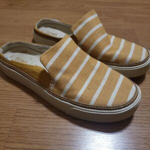 Tom's Yellow Striped Slide On Sneakers